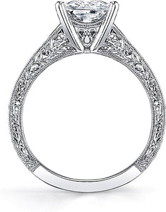 This diamond engagement ring setting by Sylvie features graduated p...
