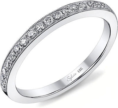 Milgrain diamond online wedding band