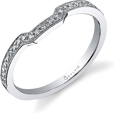 Sylvie Pave Contoured Diamond Wedding Band