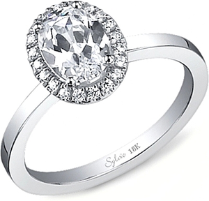 Sylvie Pave Halo Diamond Engagement Ring