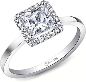 This diamond engagement ring setting by Sylvie has a classic high p...