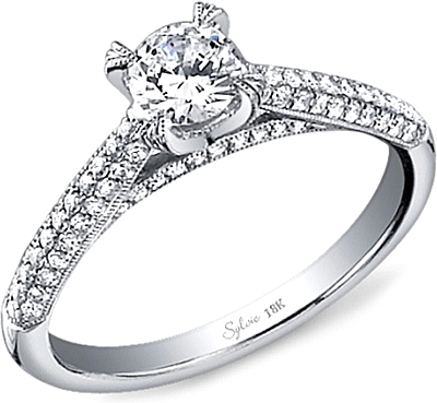 Sylvie Triple Row Diamond Engagement Ring