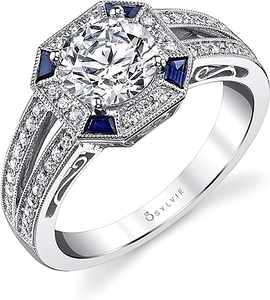This diamond engagement ring setting by Sylvie features diamond and...