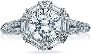 Tacori Baguette & Pave Diamond Engagement Ring