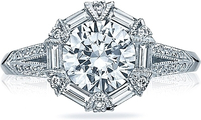 Tacori Baguette & Pave Diamond Engagement Ring