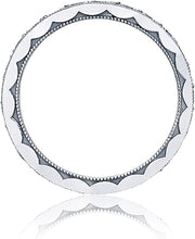 This beautiful ring has diamonds half way around or eternity with a...