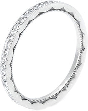This beautiful ring has diamonds half way around or eternity with a...