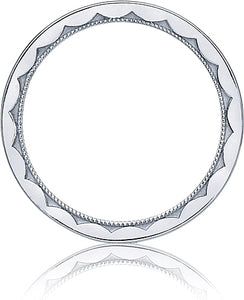 Thin high-polished band features a floating crescent design.