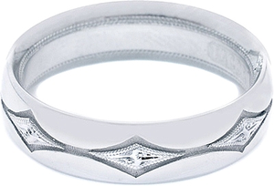 This 6mm Men's band is decorated with a continuous diamond shaped p...