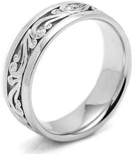Tacori Mens Wedding Band With Hand Engraved Scroll Work -7.5mm