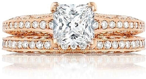 This classic pave engagement ring setting by Tacori is crafted by h...