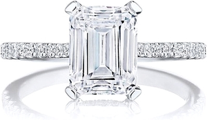 A bold solitaire diamond look with a thin band - this exceptional b...