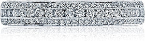 Stunning design. This elegant platinum and diamond band is pictured...