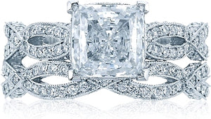 Tacori Pave Ribbon Princess Cut Diamond Engagement Ring