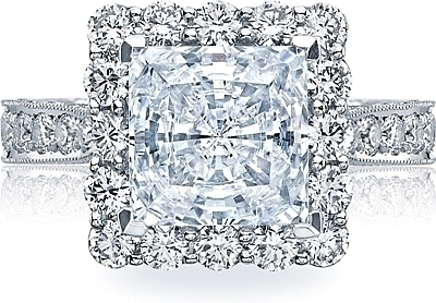 Tacori RoyalT Princess Pave Diamond Halo Engagement Ring