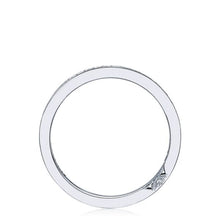Straight pave-set diamond wedding band, pictured with round brillia...