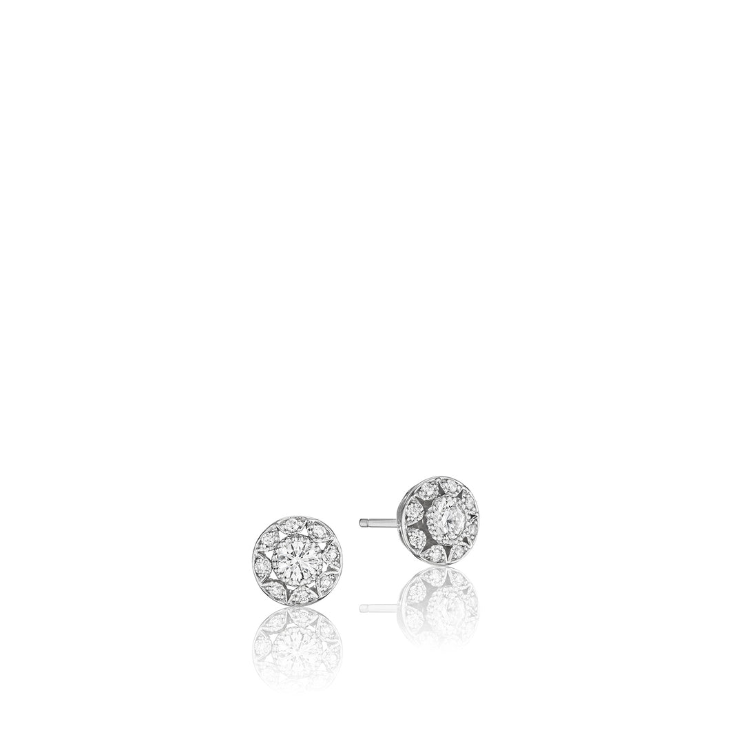 The perfect diamond studs, accentuated with diamond crescents to ad...