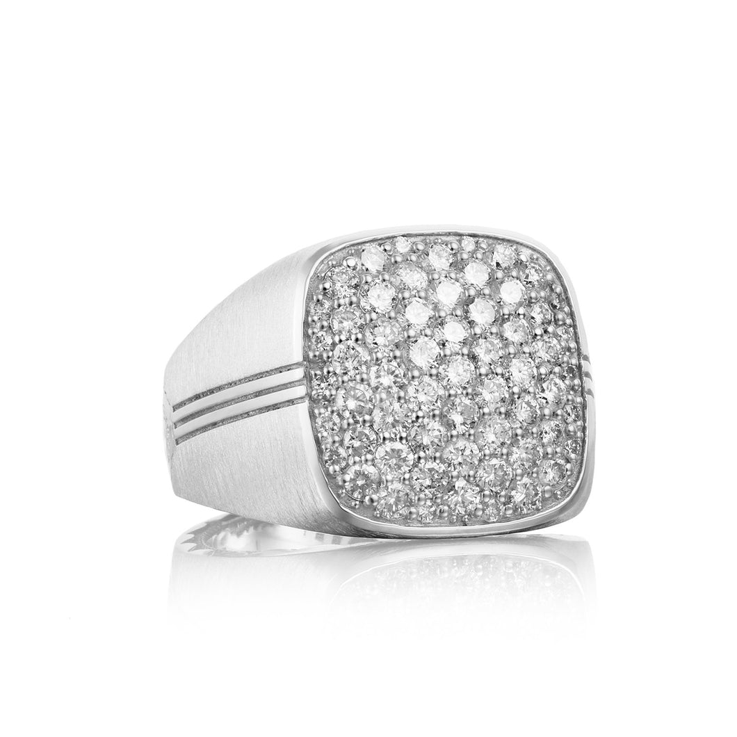 Leave a stylish impression with this pavé set diamond and silver ri...