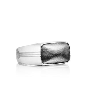Step out in style with this east-west hammered silver and brushed s...
