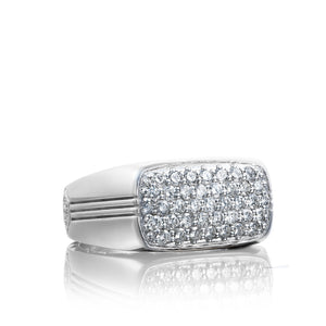 Set out to stun with this silver ring featuring pavé set diamonds. ...