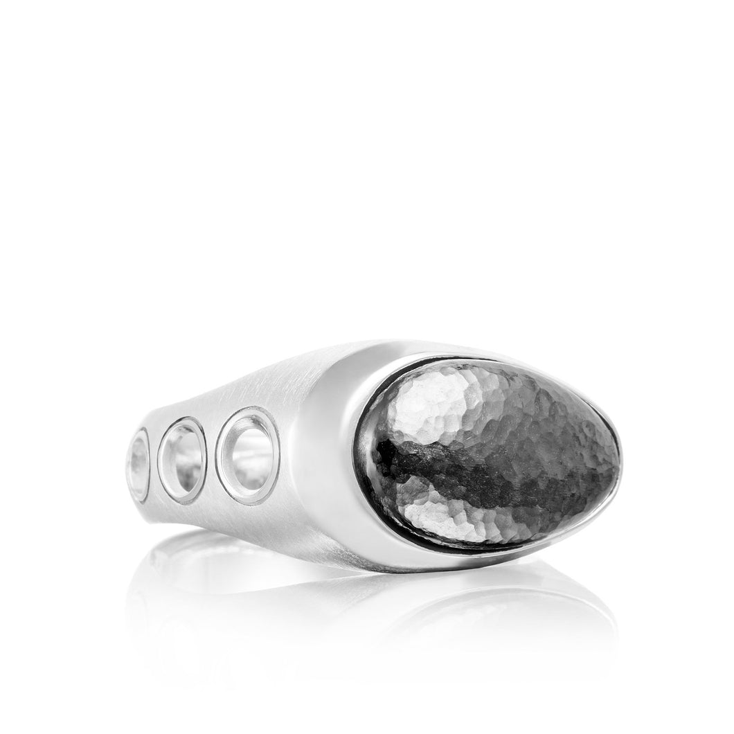 Light up a room with this vintage roadster inspired hammered silver...
