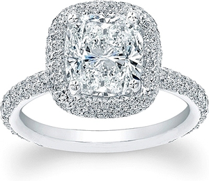 Thin Micro-pave Halo Diamond Engagement Ring