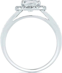 This diamond engagement ring setting features three rows of channel...