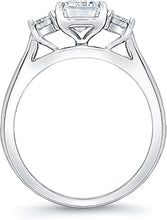 Three Stone Emerald Cut Engagement Ring w/ Square Emerald Channel-Set Side Stones