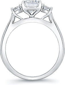 Three Stone Emerald Cut Engagement Ring w/ Square Emerald Channel-Set Side Stones
