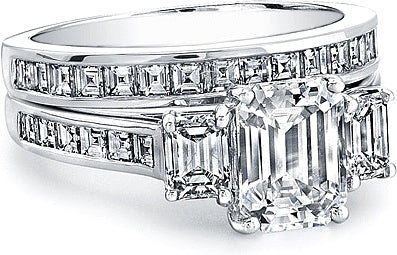 Channel set emerald cut diamond band on sale