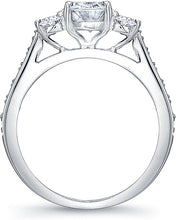 Three Stone Oval Diamond Engagement Ring w/ Pave Accents
