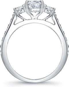 Three Stone Oval Diamond Engagement Ring w/ Pave Accents
