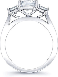Three Stone Princess Cut Engagement Ring w/ Channel Set Princess Sidestones