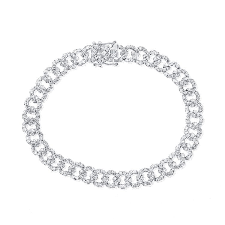 This bracelet features pave set round brilliant cut diamonds that t...