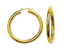 These hoop earrings are in 14k yellow gold.