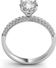 Triple Row Pave Diamond Engagement Ring