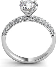 Triple Row Pave Diamond Engagement Ring
