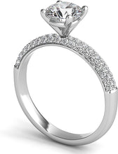 Triple Row Pave Diamond Engagement Ring