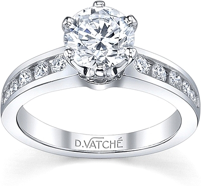 Vatche Channel Set Six Prong Diamond Engagement Ring 14K Yellow Gold