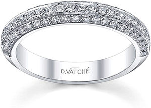 This stunning diamond engagement ring has three rows of pave set ro...