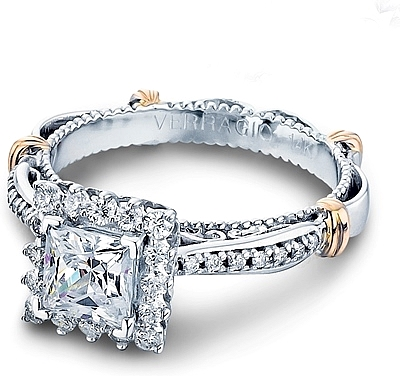 D 119P Verragio Halo Pave Diamond Engagement Ring H.L. G