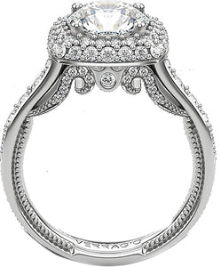 This diamond engagement ring setting features pave set round brilli...
