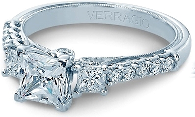 Verragio Prong Set Three Stone Diamond Engagement Ring