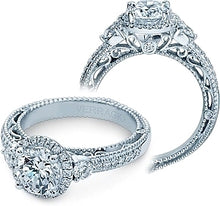 Verragio Three Stone Halo Pave Diamond Engagement Ring