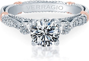 Verragio Three Stone Pave Diamond Engagement Ring