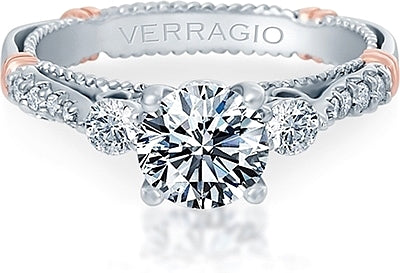 Verragio Three Stone Pave Diamond Engagement Ring