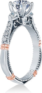 Verragio Three Stone Pave Diamond Engagement Ring