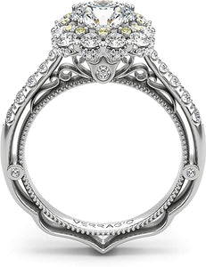 This diamond engagement ring setting features round brilliant diamo...