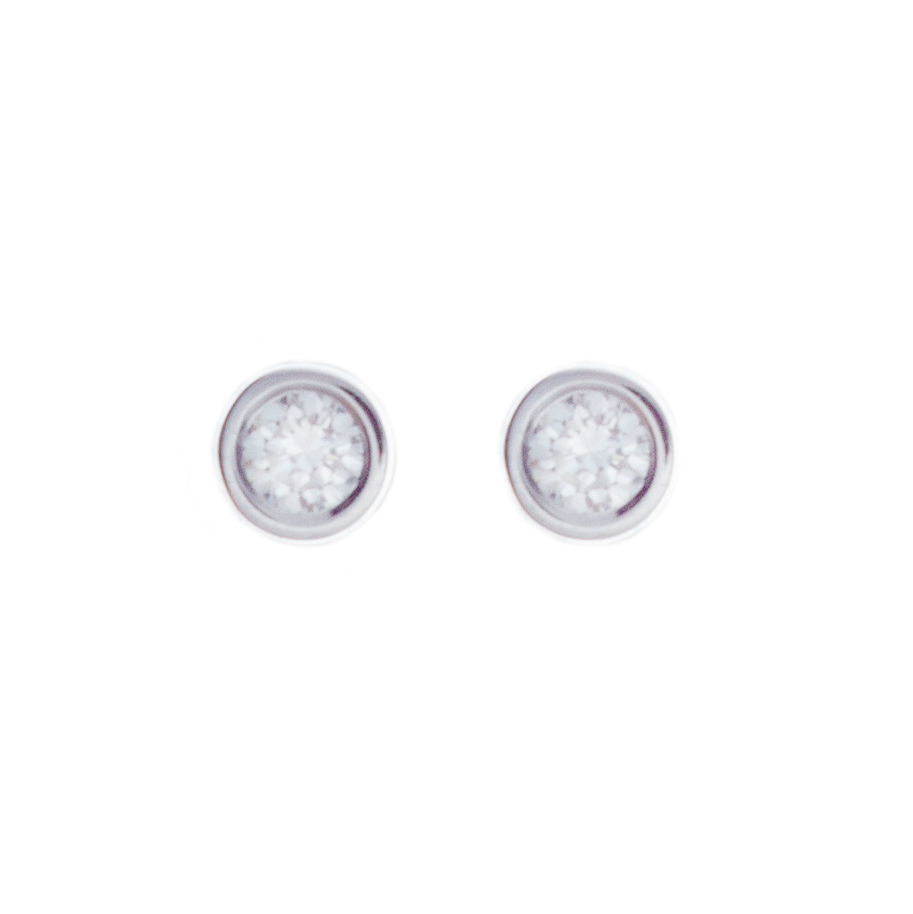 sweet and simple diamond bezel studs, totaling .11ct