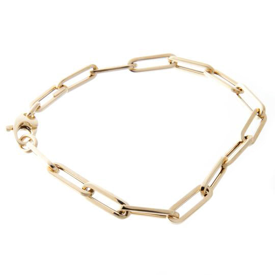 Easy to style and stack mini link bracelet in yellow gold.
